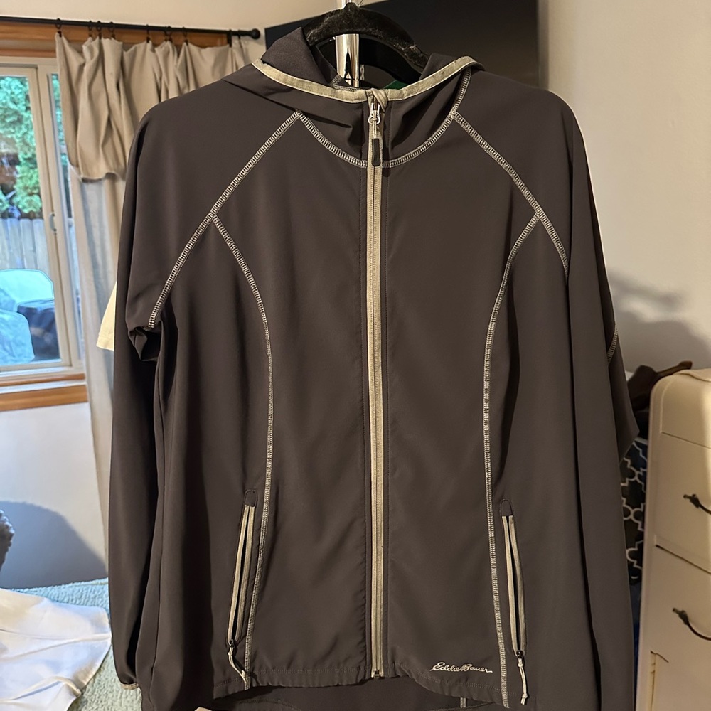Eddie Bauer Women's Light Grey Rain Jacket